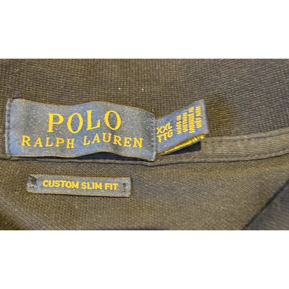 Polo Ralph Lauren Polo‎ Shirt Navy Blue Spell Out Flip Collar Men's 2XL